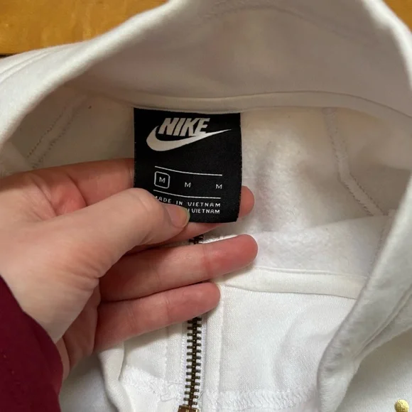 Nike Cropped Quarter Zip White Gold Just Do It Womens Size Medium Sweatshirt - Picture 5 of 6